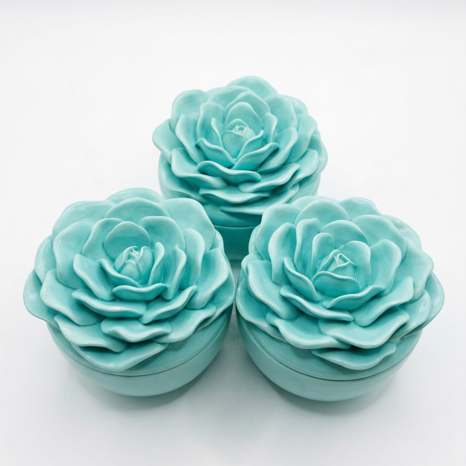 Bougie Fleur Azur - Turquoise / Vanille