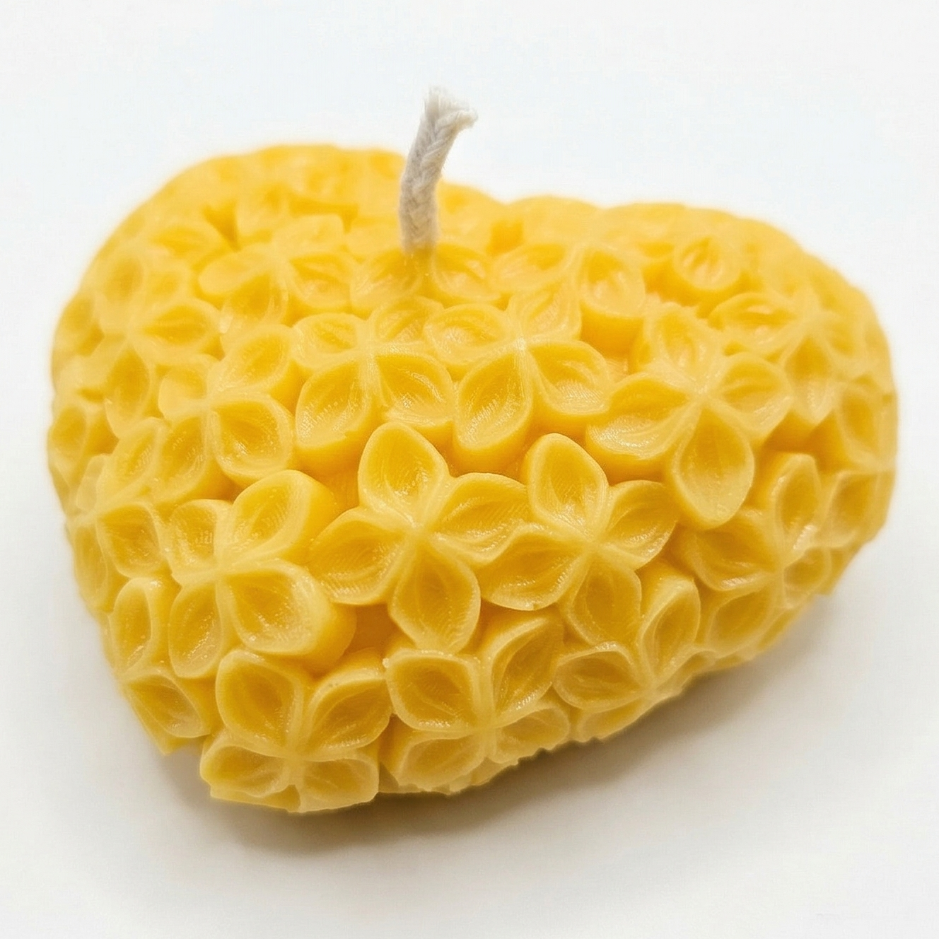 Bougie décorative Cœur fleuri - Jaune / Citron vert, Basilic, Mandarine