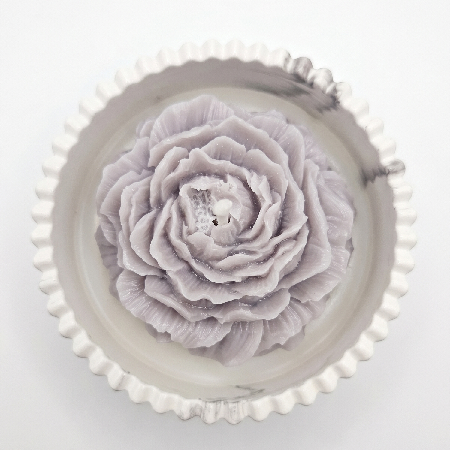 Bougie Carrara - Pivoine / Blanc / Argent / Citron vert, Mangue