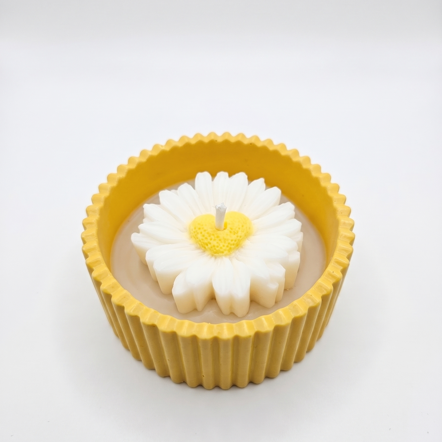 Bougie Marguerite - Jaune / Abricot, Vanille