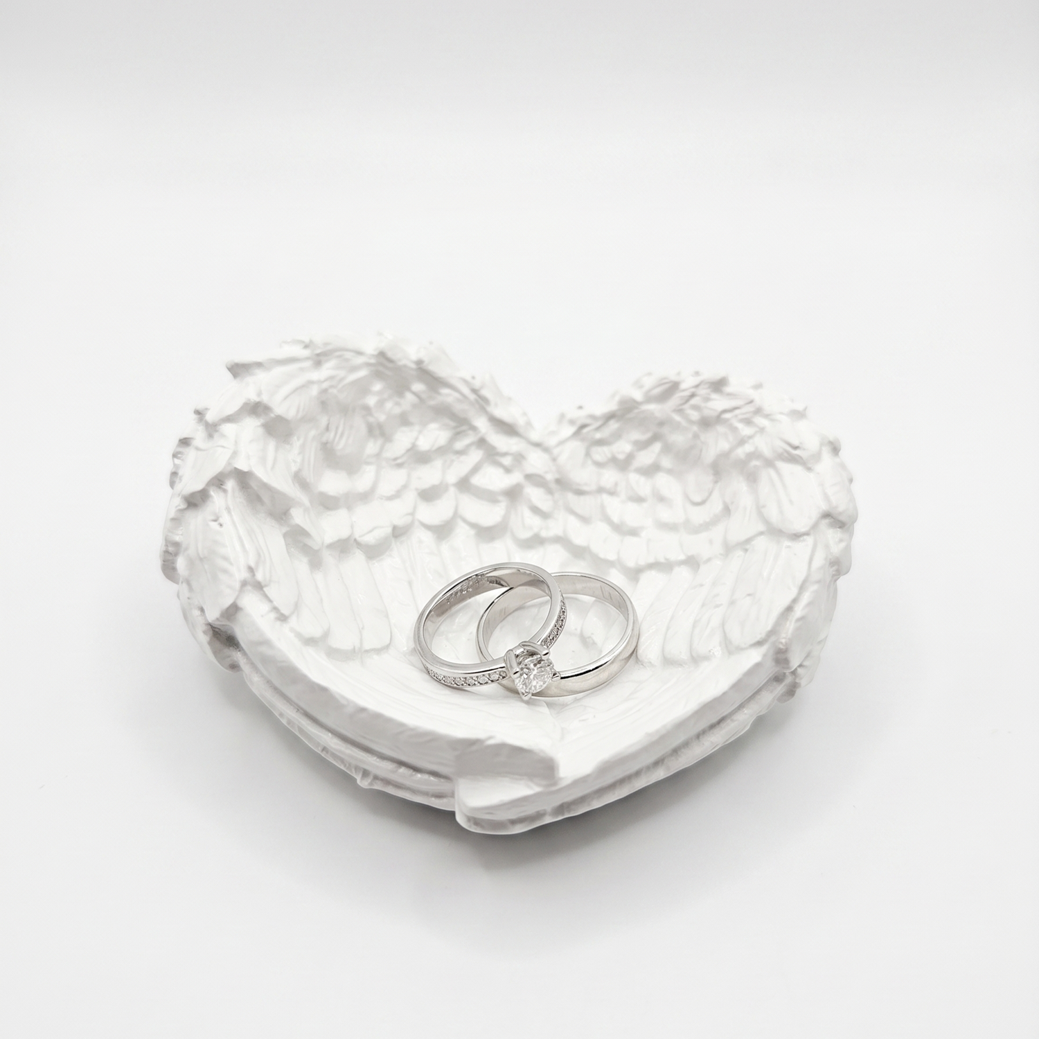 Bougeoir et plateau design Ailes - Blanc / Argent
