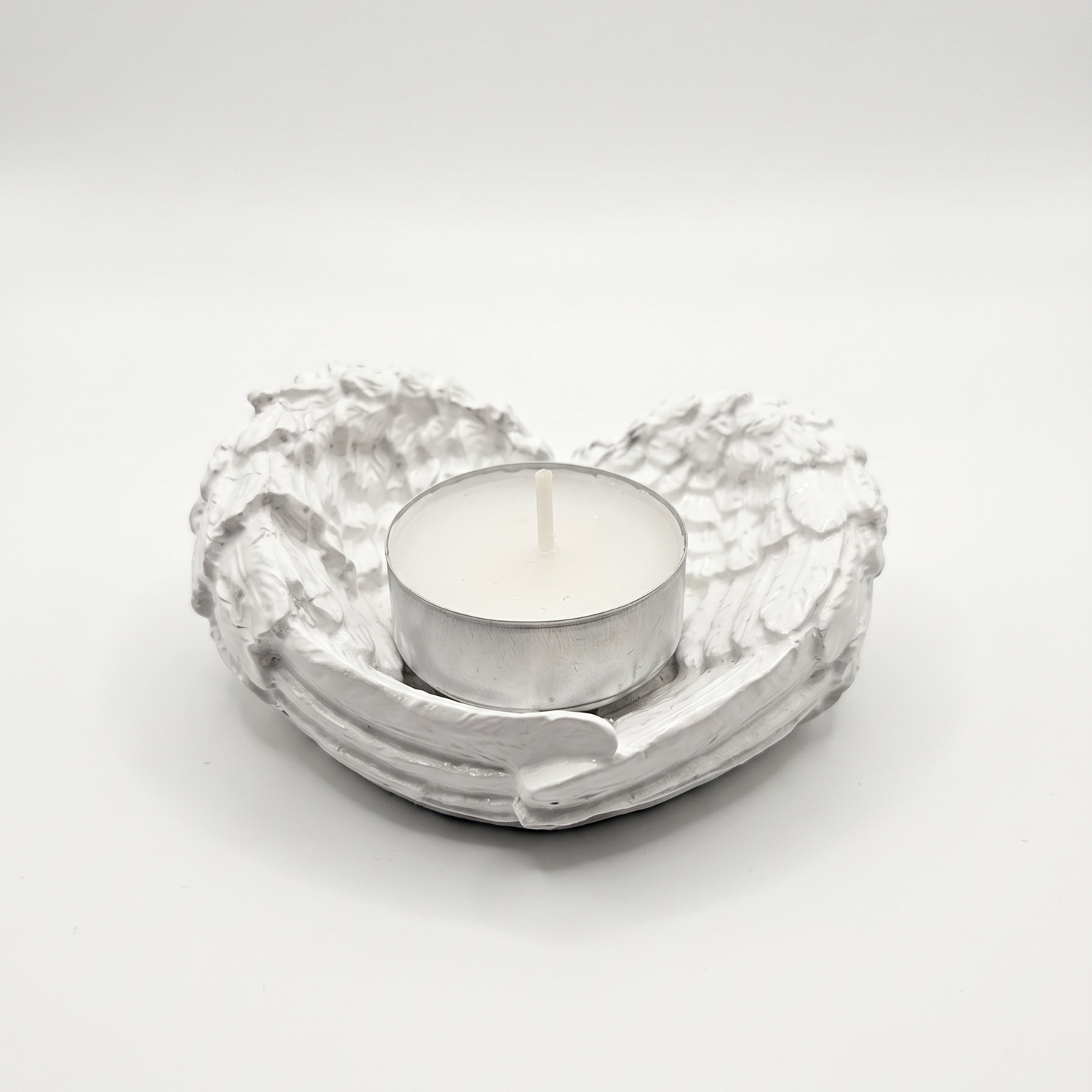 Bougeoir et plateau design Ailes - Blanc / Argent