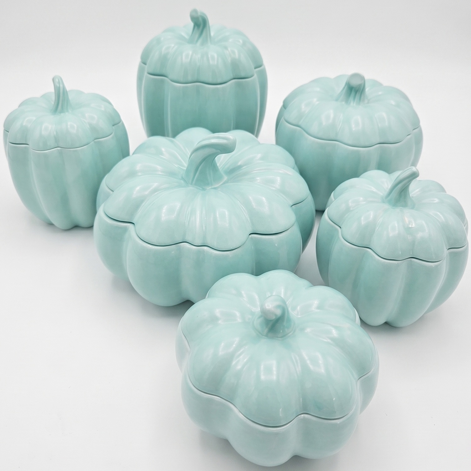 Bougie Citrouille - Turquoise / Rhubarbe sauvage, Cannelle / S