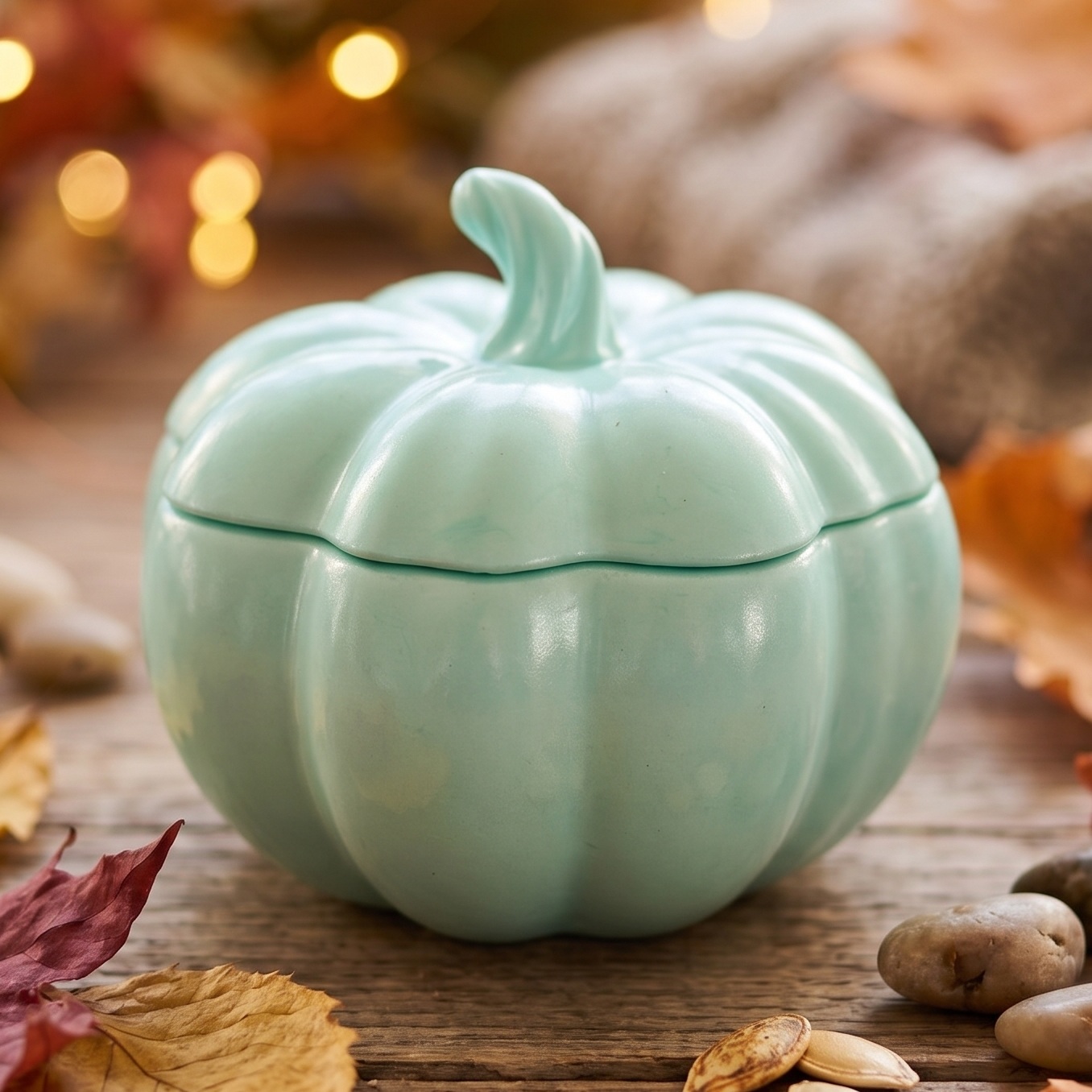 Bougie Citrouille - Turquoise / Rhubarbe sauvage, Cannelle / S