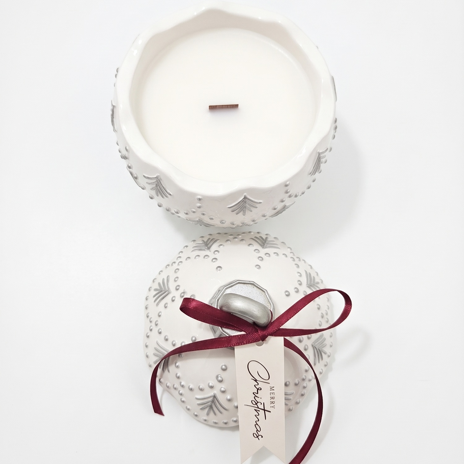 Bougie Christmas Bauble Enchanted - Blanche / Argent / Magie d'Hiver