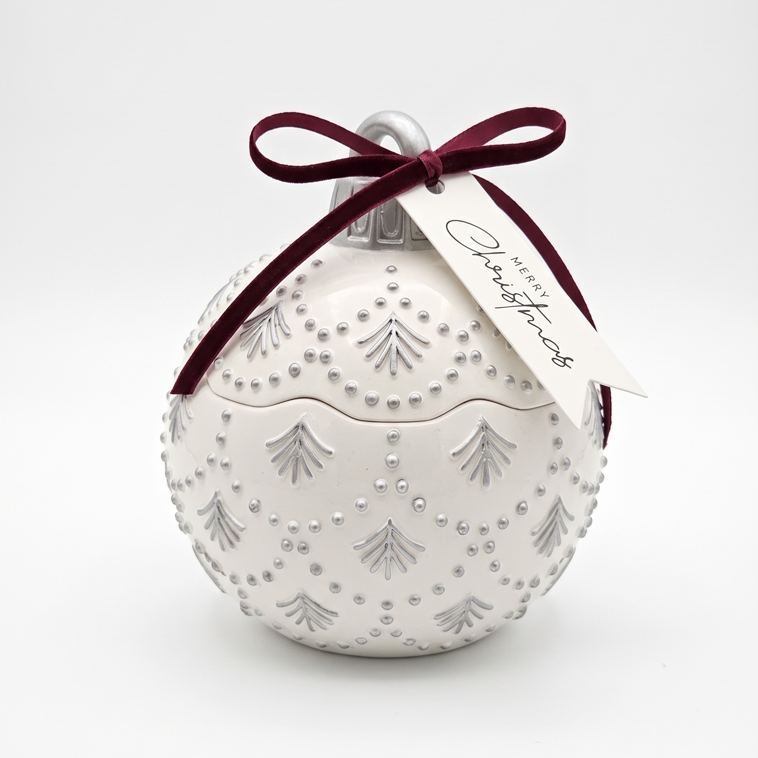 Bougie Christmas Bauble Enchanted - Blanche / Argent / Magie d'Hiver