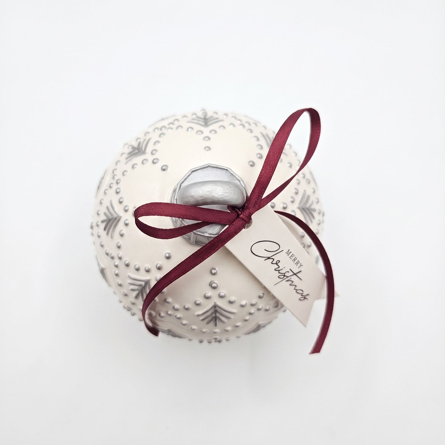 Bougie Christmas Bauble Enchanted - Blanche / Argent / Magie d'Hiver