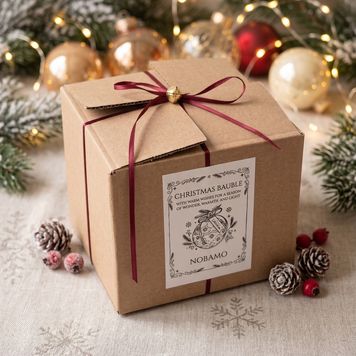 Bougie Christmas Bauble Enchanted - Blanche / Argent / Magie d'Hiver
