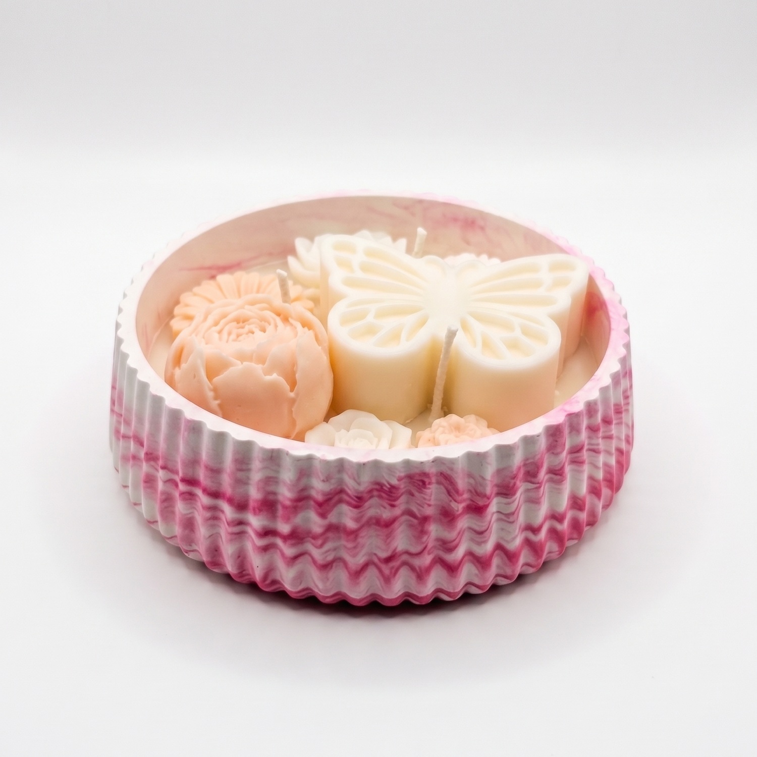 Bougie Brise de Papillon - Blanche / Rose / Lait, Miel