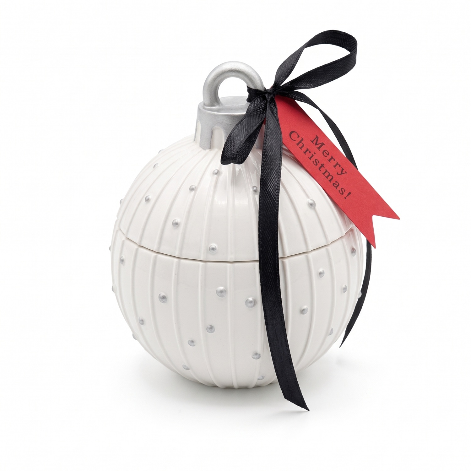 Bougie Christmas Bauble Charming - Blanche / Argent / Magie d'Hiver
