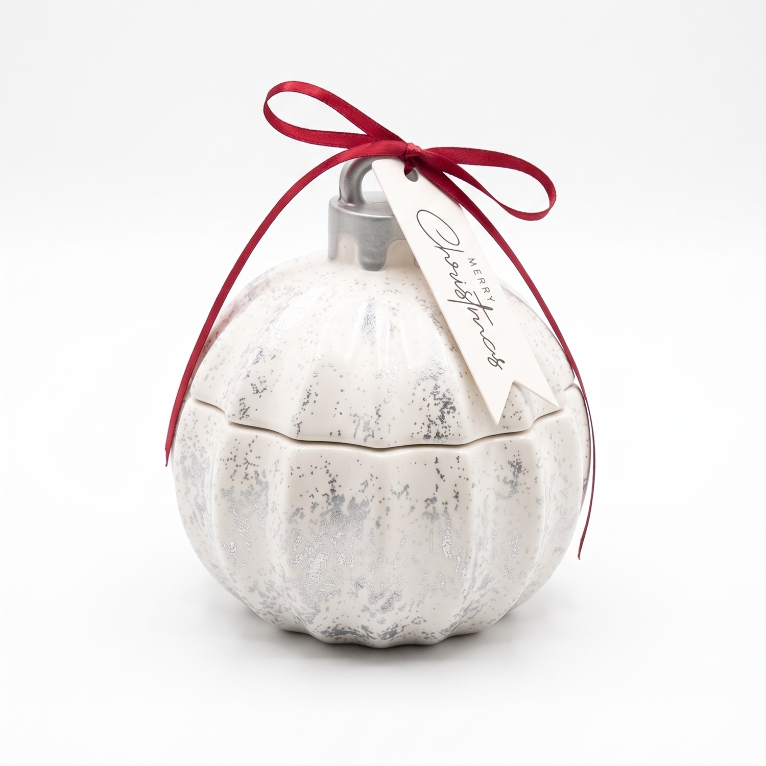 Bougie Christmas Bauble Glitter - Blanc / Argenté / Magie d'Hiver
