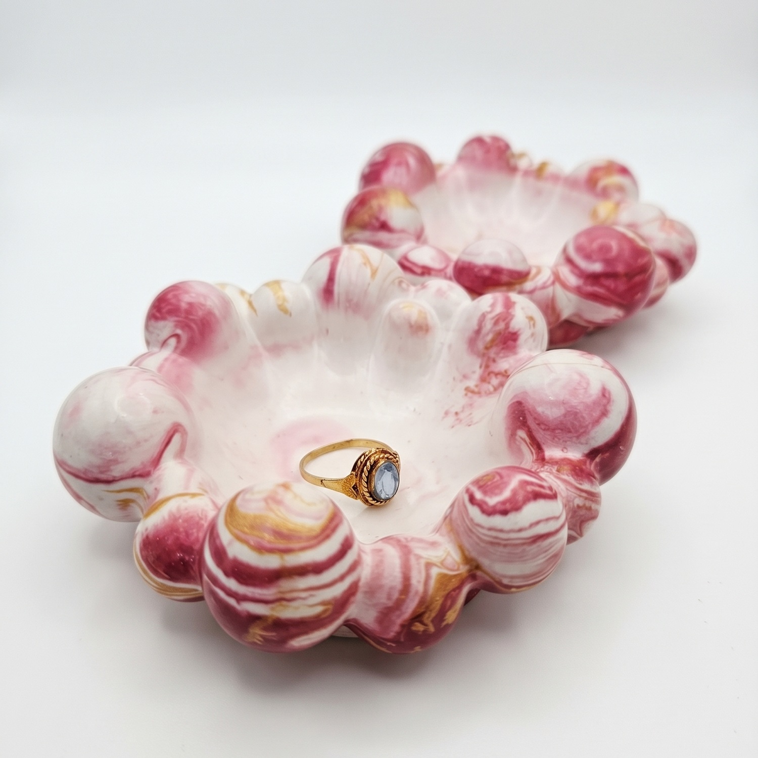 Plateau design Kora - Blanc / Rose / Doré