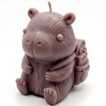 Bougie Capybara avec sac à dos - Marron / Vanille