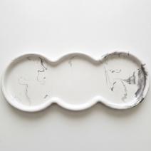 Plateau design Trio - Blanc / Argent