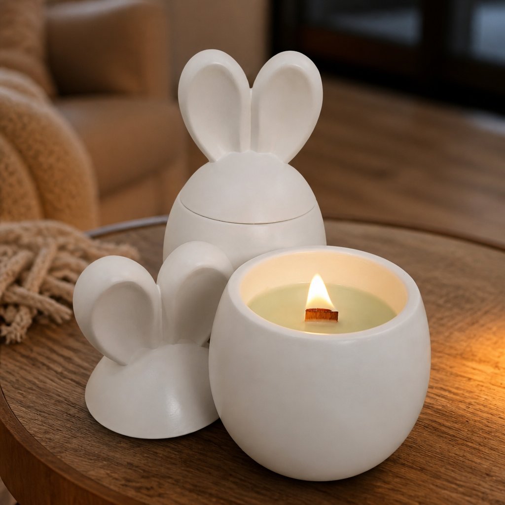 Bougie Lapinou - Blanc / Citron vert Mangue