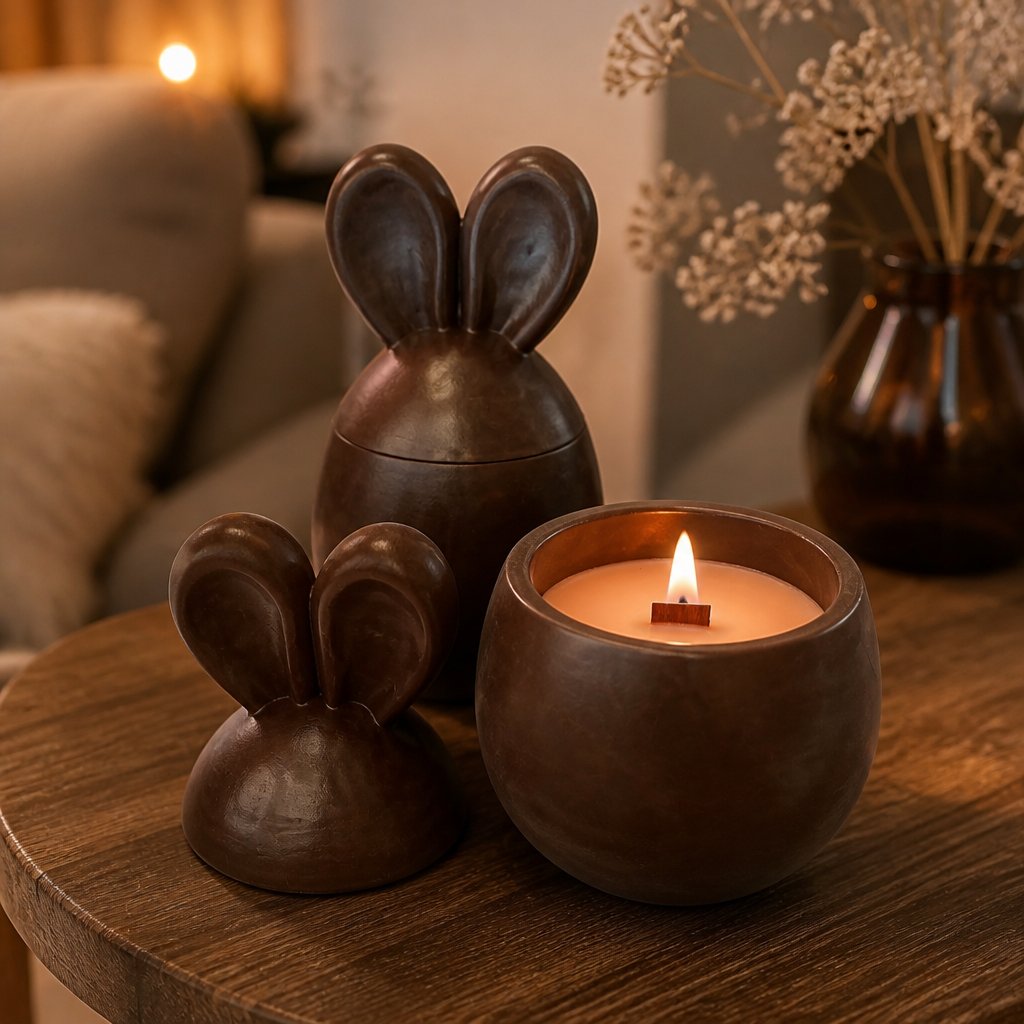 Bougie Doux Lapin - Marron / Citron vert, Basilic, Mandarine