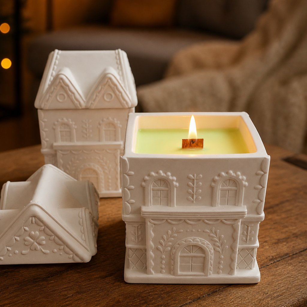 Bougie Maisonnette Moyenne - Blanche / Pomme, Cannelle