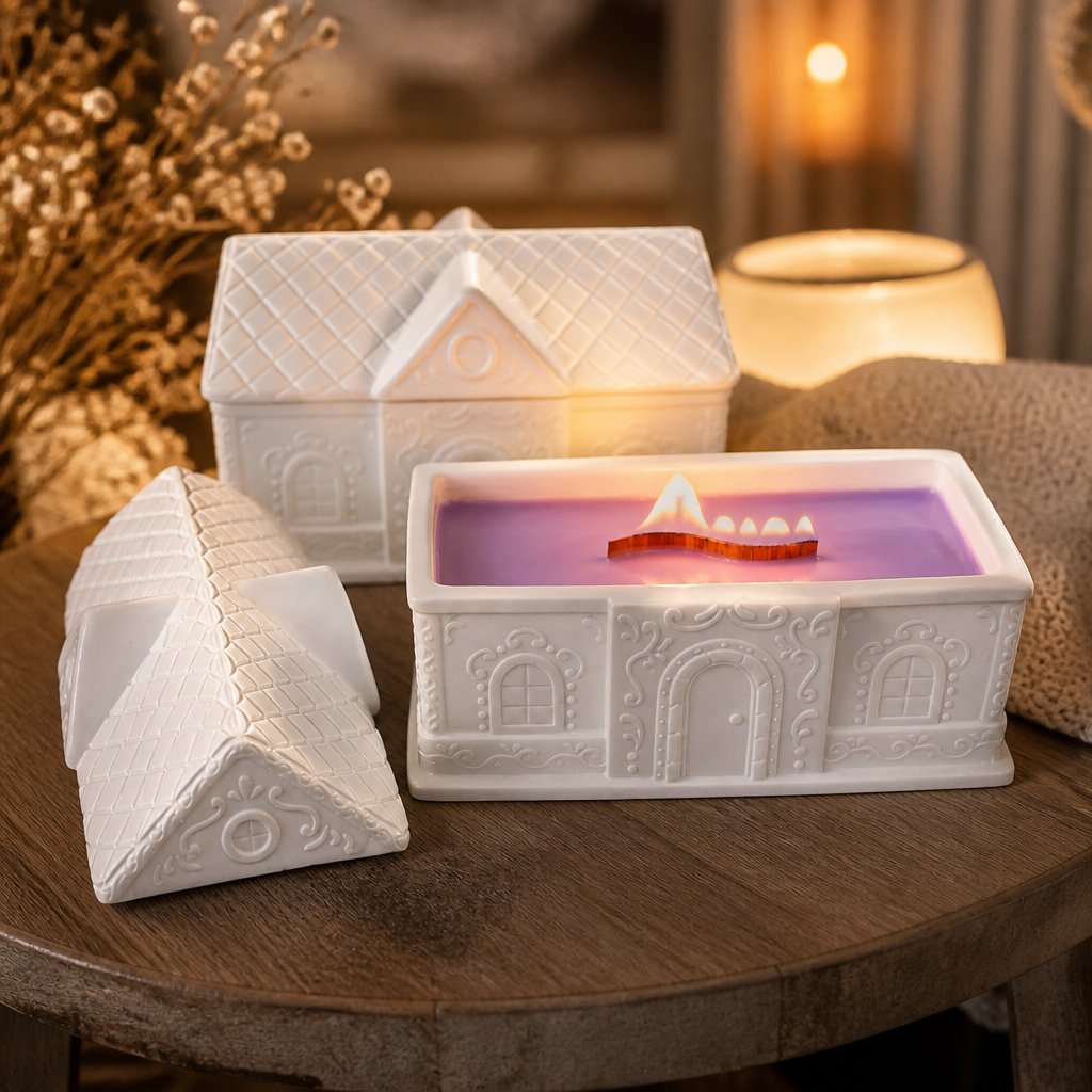 Large House Candle - White / Lavender