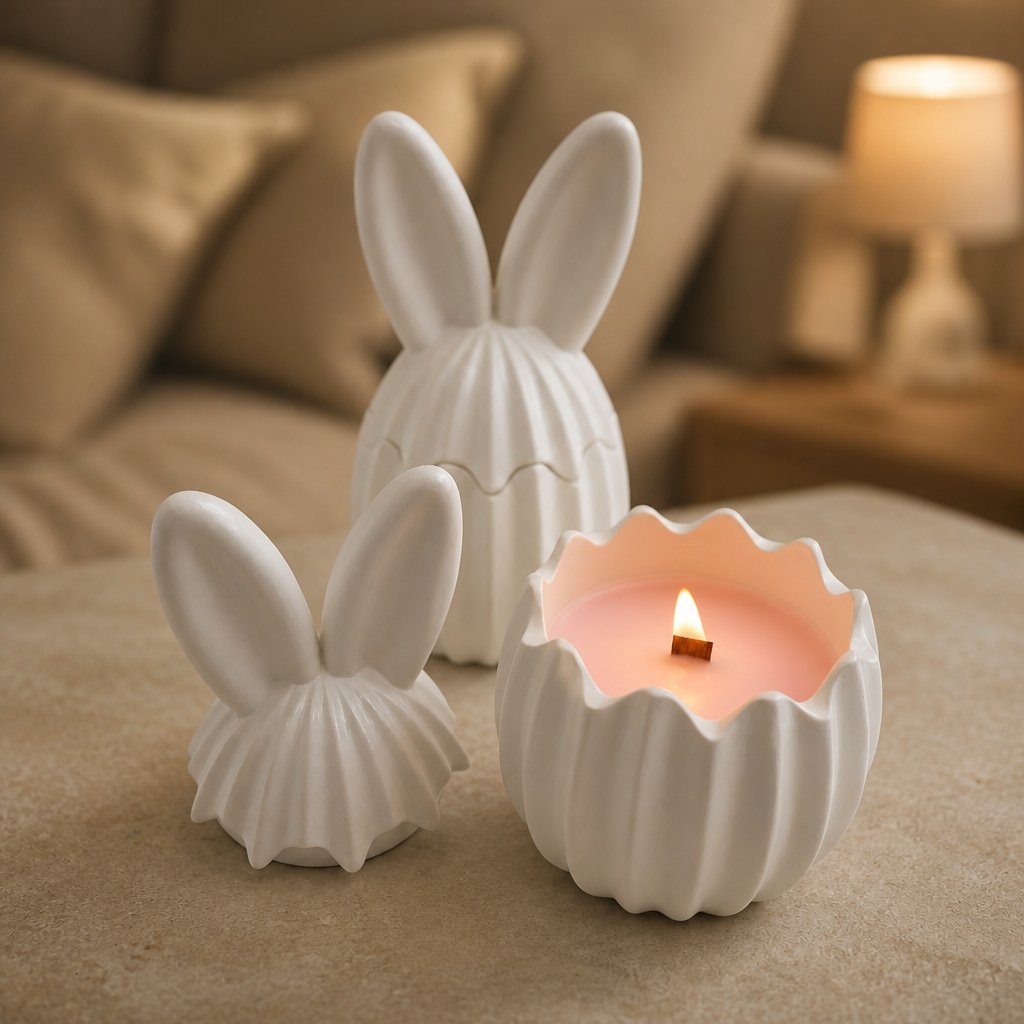 Bougie Tendre Lapin - Blanc / Pamplemousse, Pomelo
