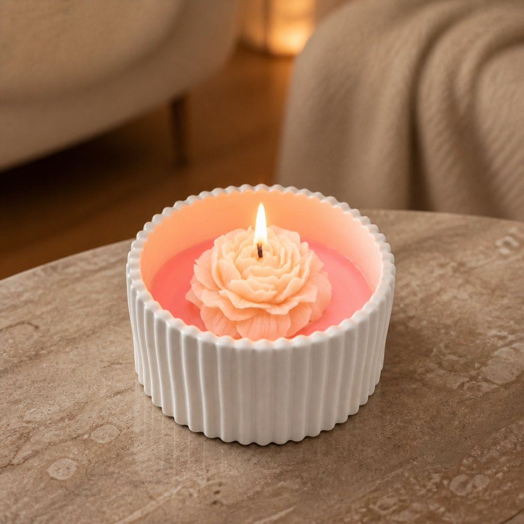 Bougie Satin Lupin - Blanc / Rose / Cerise, Amande