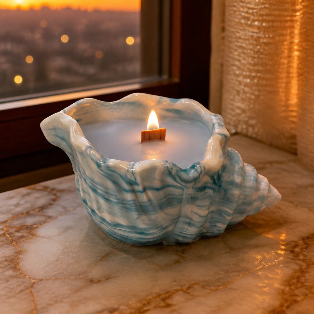 Bougie Vague - Bleu / Coton