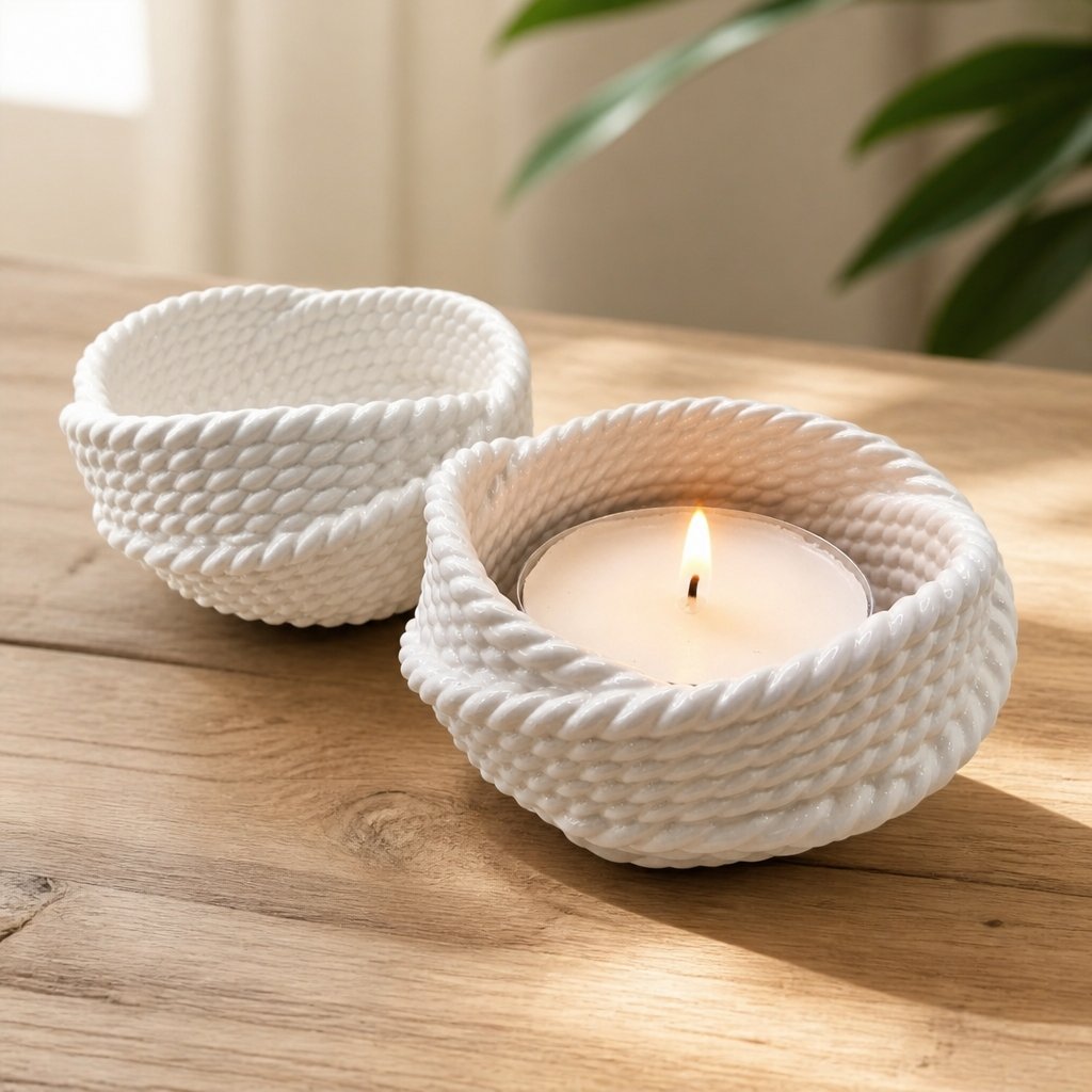 Bougeoir design Fil – Blanc
