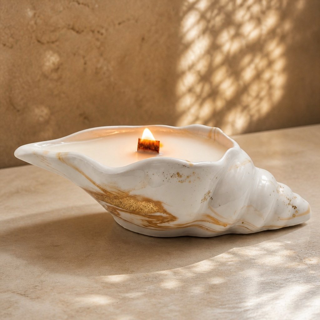 Bougie Aura - Blanc / Or / Encens
