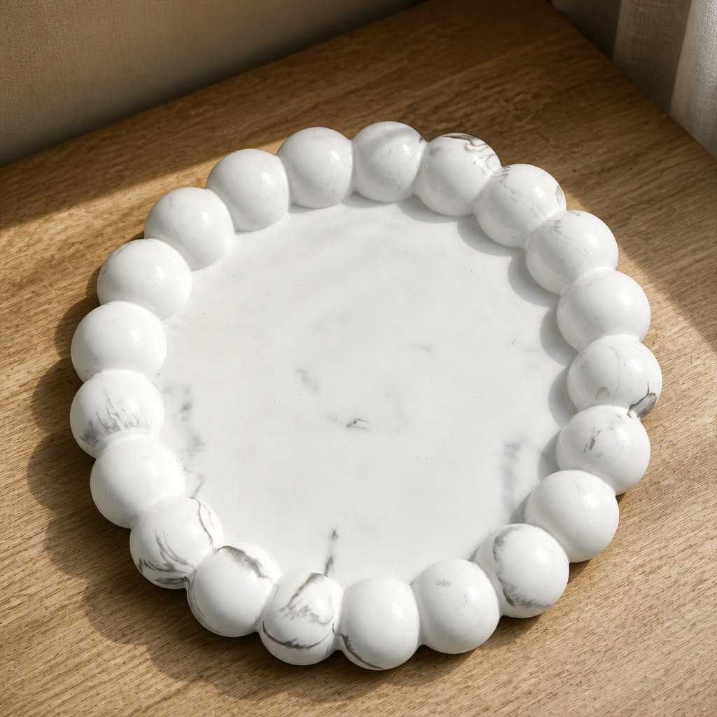 Plateau design Perla - Blanc / Argenté