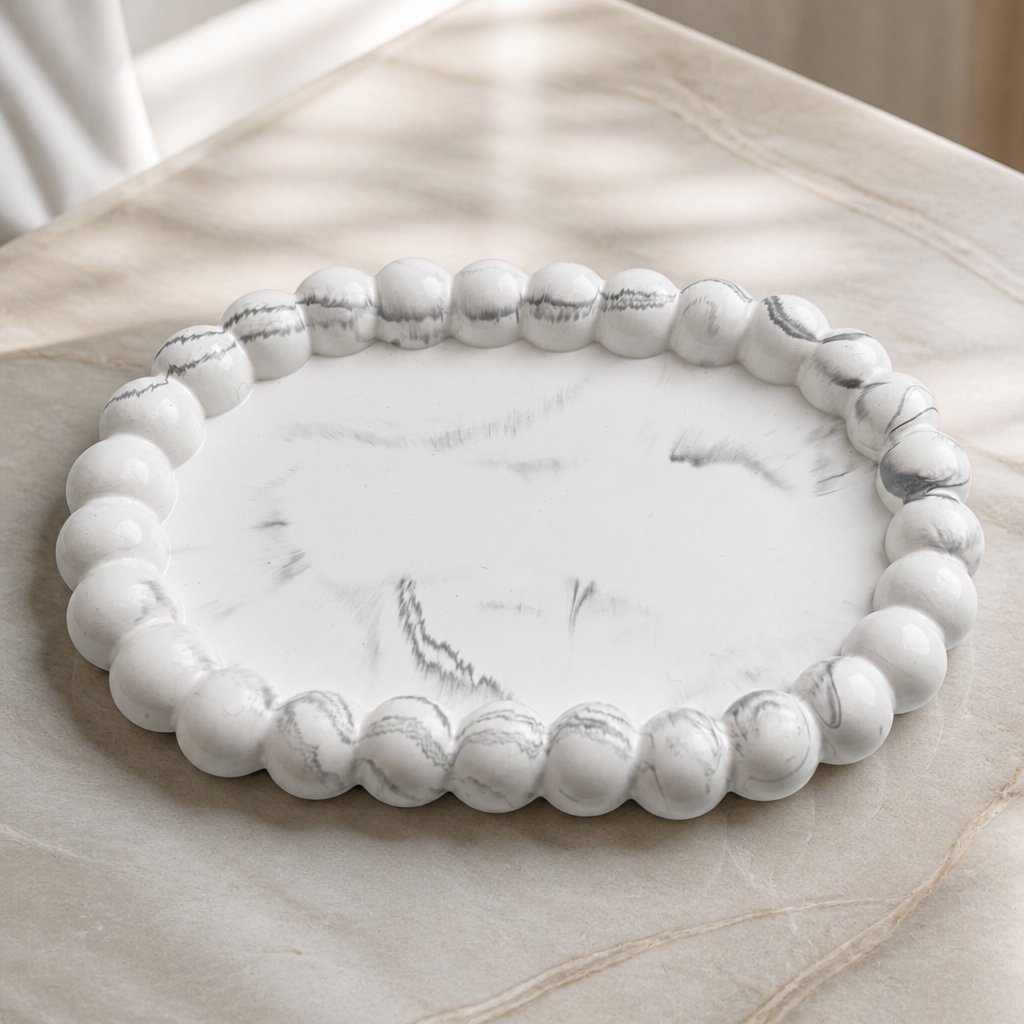 Plateau design Korálka - Blanc / Argenté