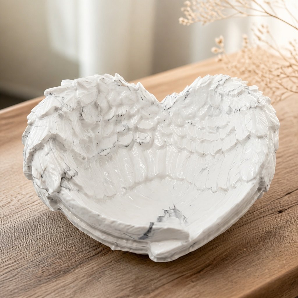 Bougeoir et plateau design Ailes - Blanc / Argent