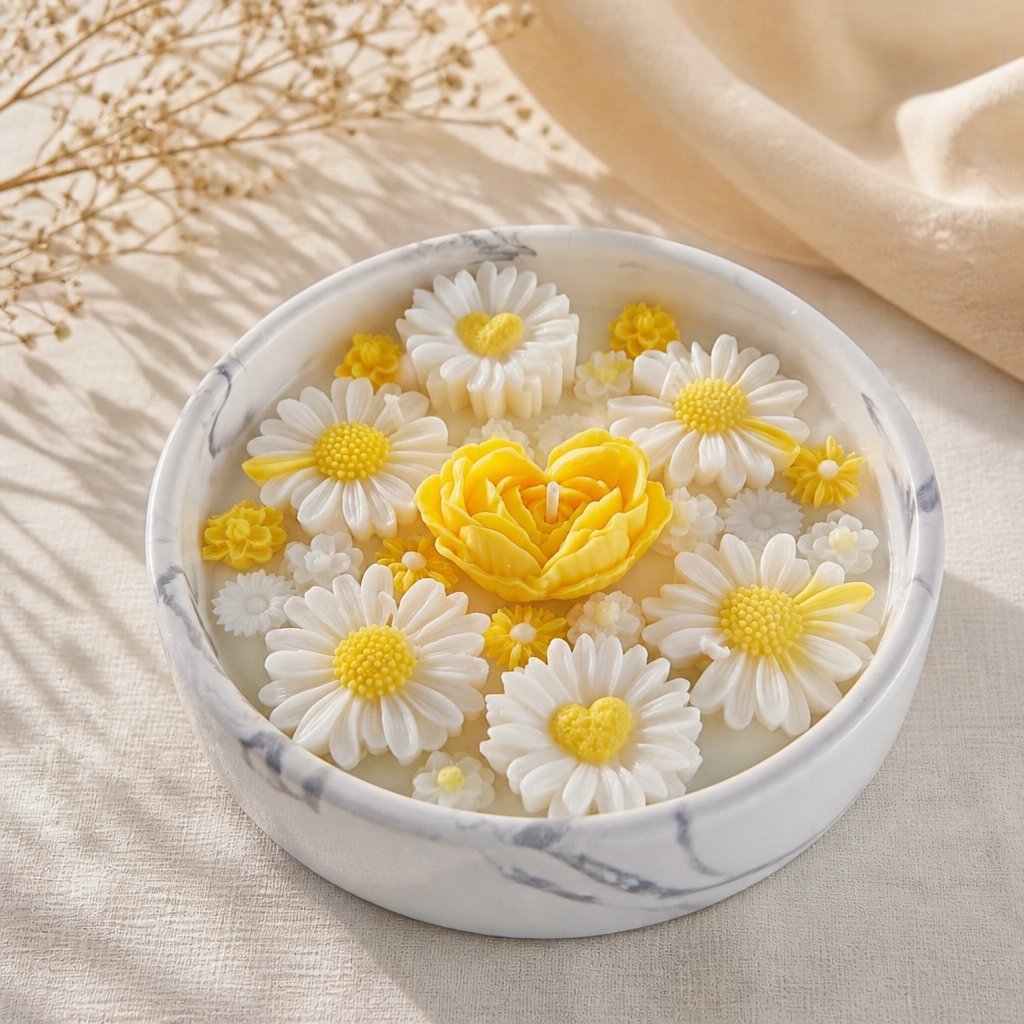Bougie Brise des Prés - Blanc / Argent / Jaune / Coton