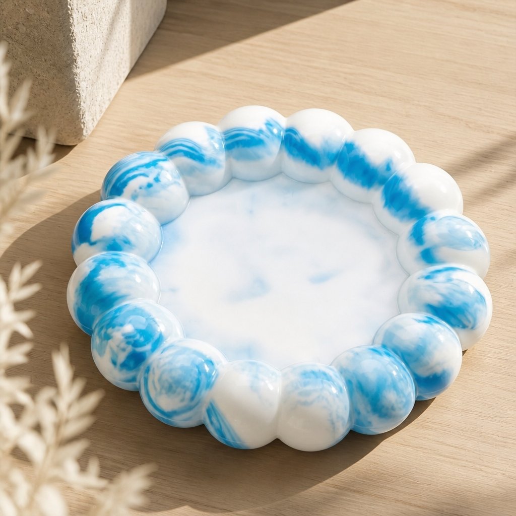 Plateau design Bulle - Blanc / Turquoise