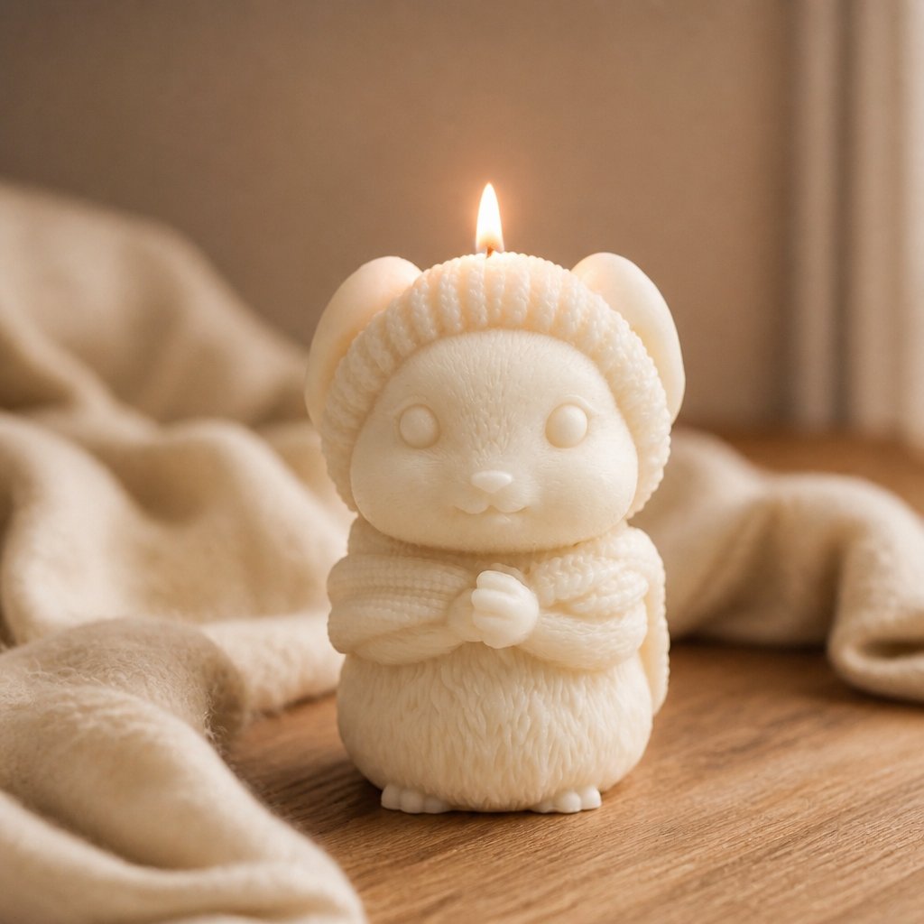 Bougie Lapin d'Hiver - Blanche / Coco
