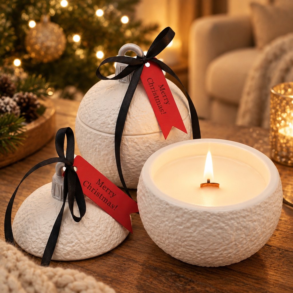 Bougie Christmas Bauble Classic - Blanche / Argentée / Magie d'hiver