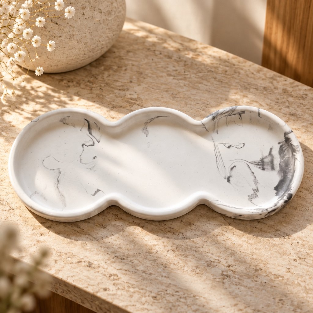 Plateau design Trio - Blanc / Argent