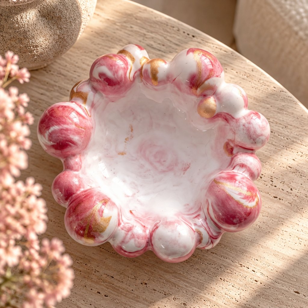 Plateau design Kora - Blanc / Rose / Doré