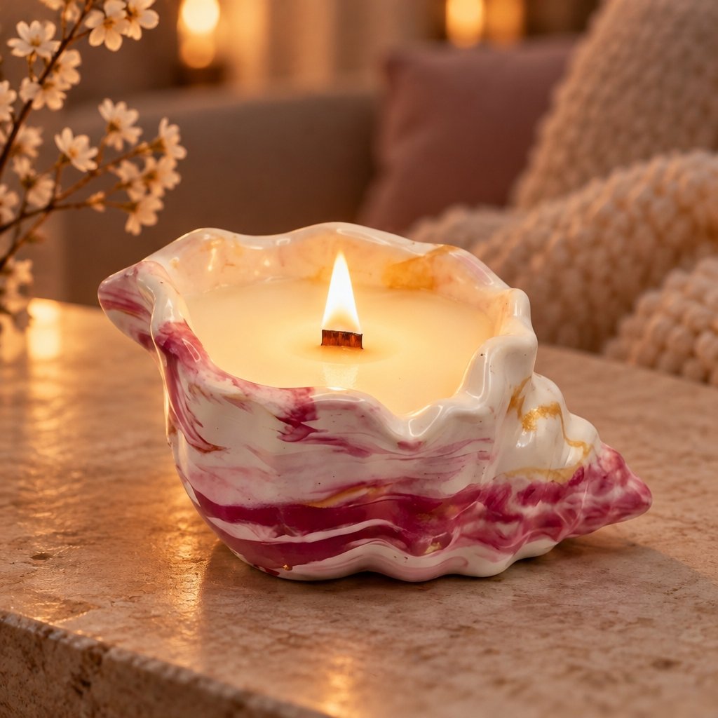 Bougie Marée Rose - Rose / Blanche / Or / Cerise, Amande