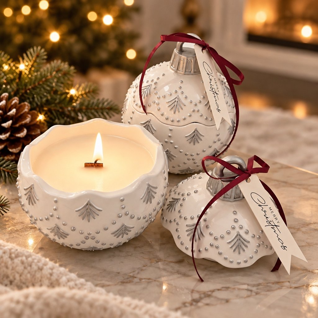 Bougie Christmas Bauble Enchanted MINI - Blanche / Argentée / Magie d'Hiver / MINI