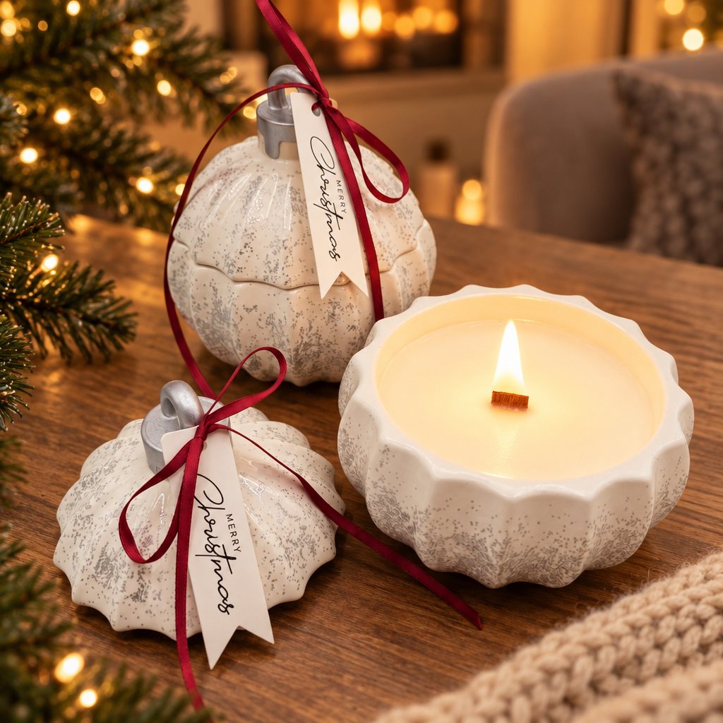 Bougie Christmas Bauble Glitter MINI - Blanche / Argentée / Magie d'Hiver