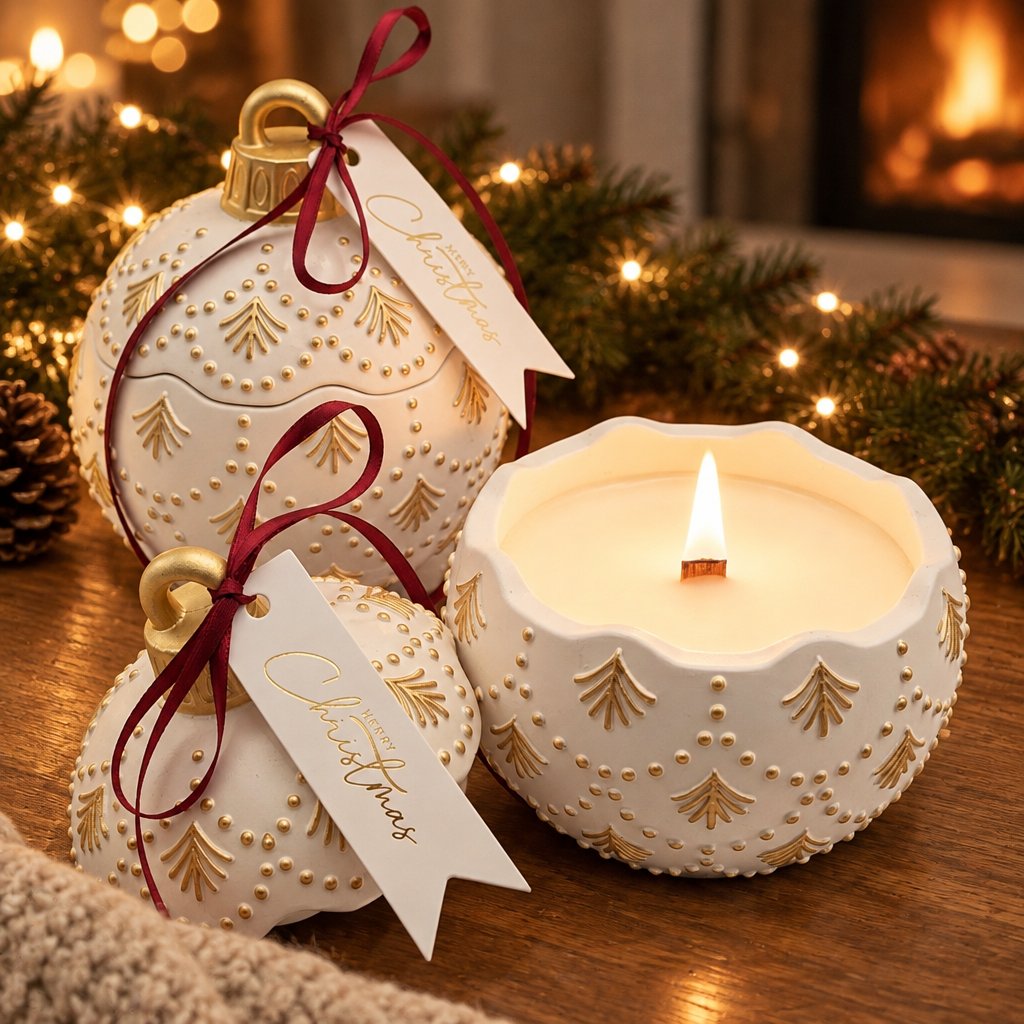Bougie Christmas Bauble Enchanted - Blanche / Or / Magie d'Hiver